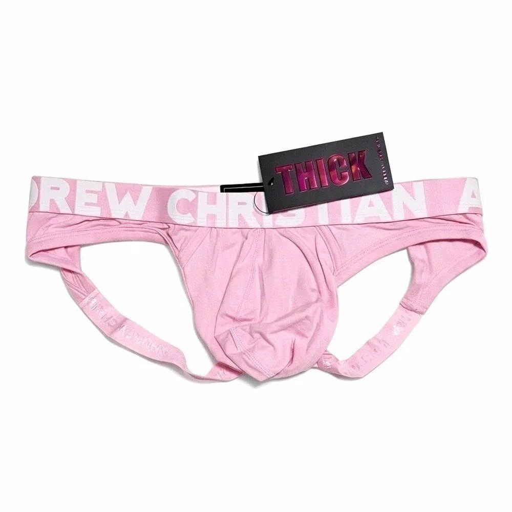 Andrew Christian Large (35-38) THICK‎ Jock Pink Almost Naked Cotton 93329 NWT